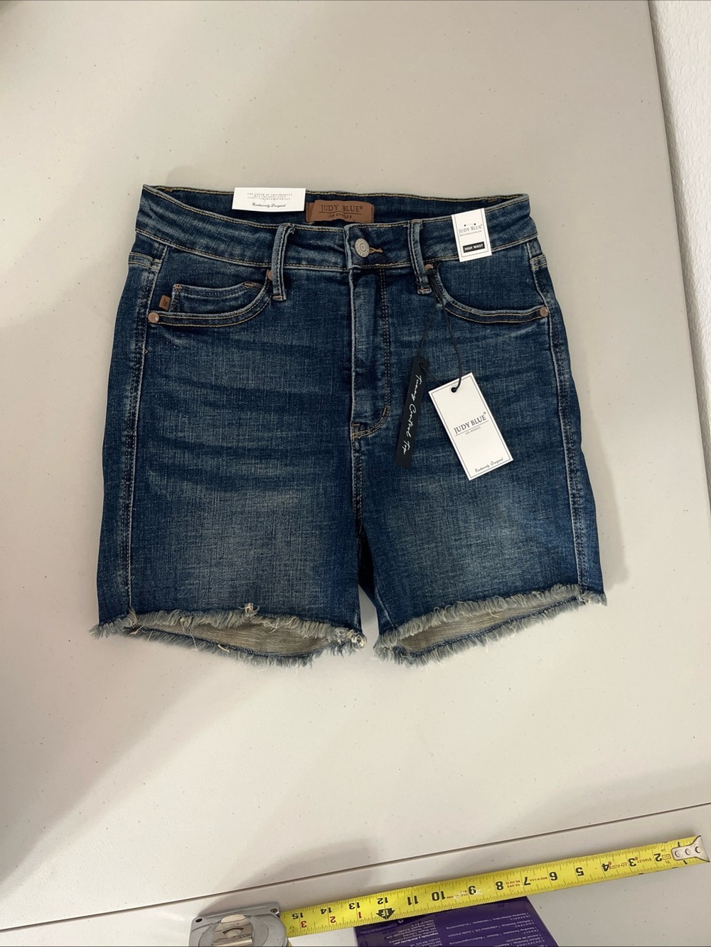 Judy Blue Mid to Dark Blue High Waist Denim Shorts Sz M - Picture 6 of 6